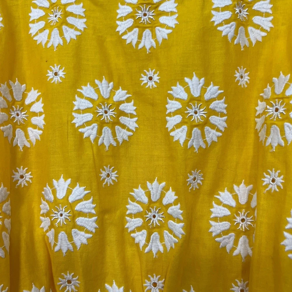 Tory Burch Embroidered Eyelet Ruffled Sunlight & New Ivory Top Blouse Yellow 4